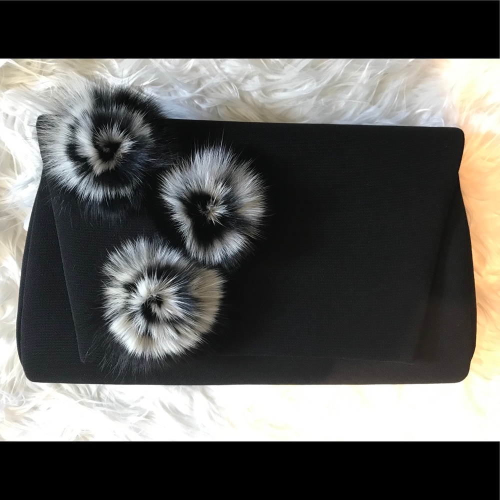 Black Vintage Evening Bag w/ Fur embellishments